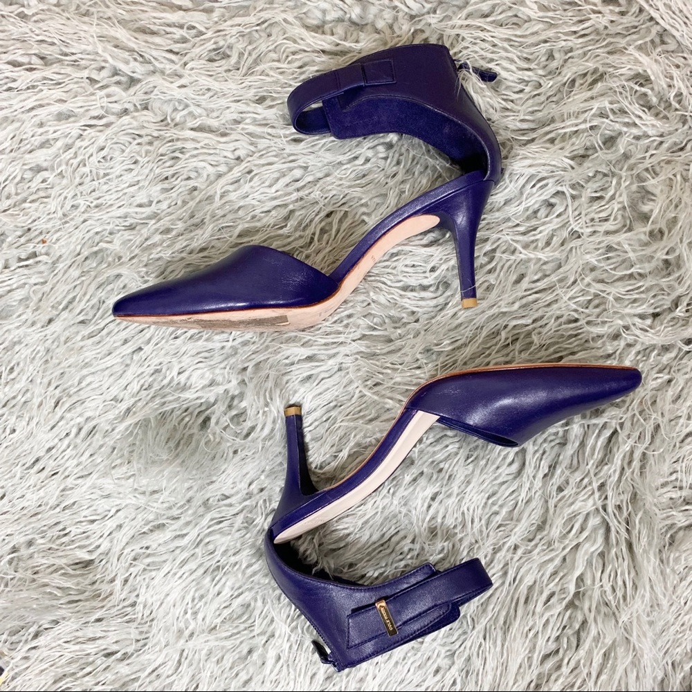 Cole Haan Marine Blue Ankle Wrap Heels Sz 9 - Picture 2 of 8